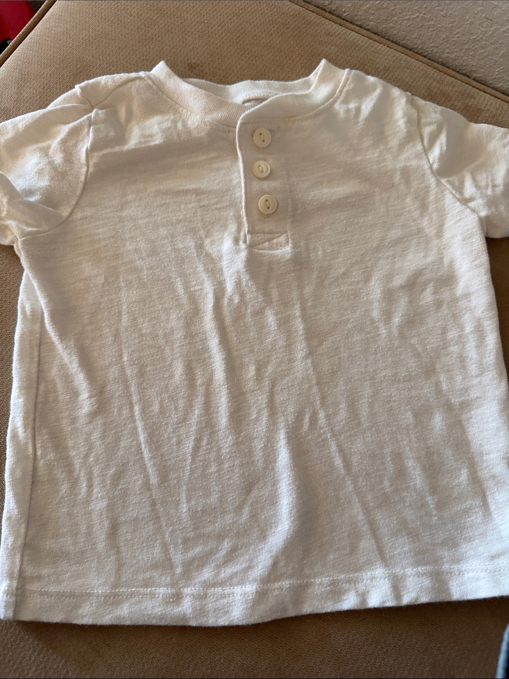 White Kids Short-Sleeve Henley Shirt 18M